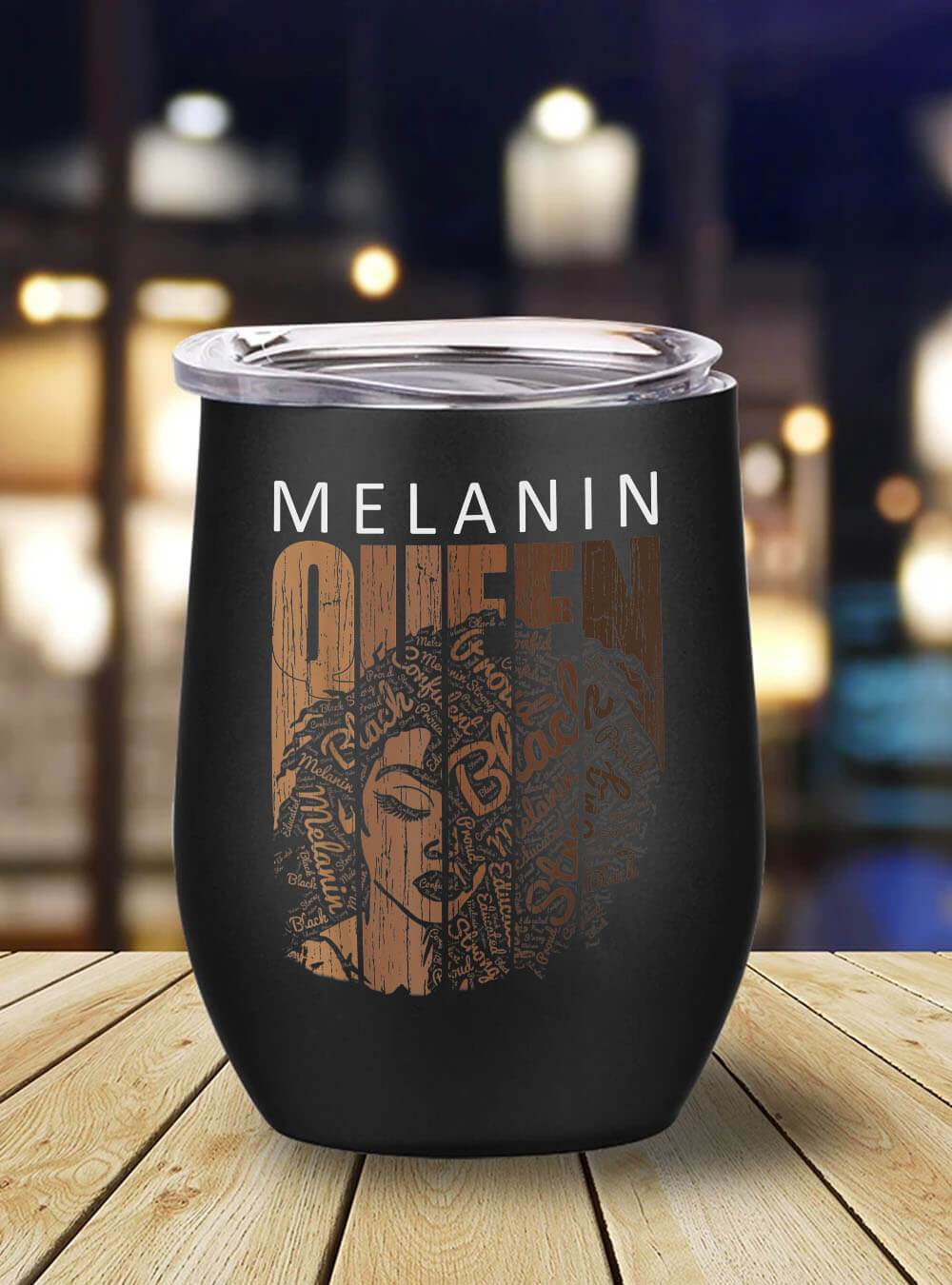 African American Tumbler Melanin Queen African American Strong Black Natural Afro Stainless Steel Wine Tumbler Mug Afrocentric Inspired Gifts BPS2604