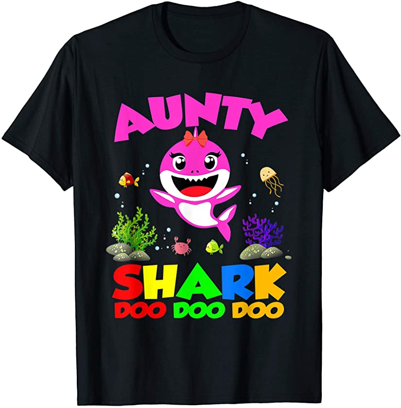 Aunty Of The Baby Shark Birthday Aunty Shark T-Shirt