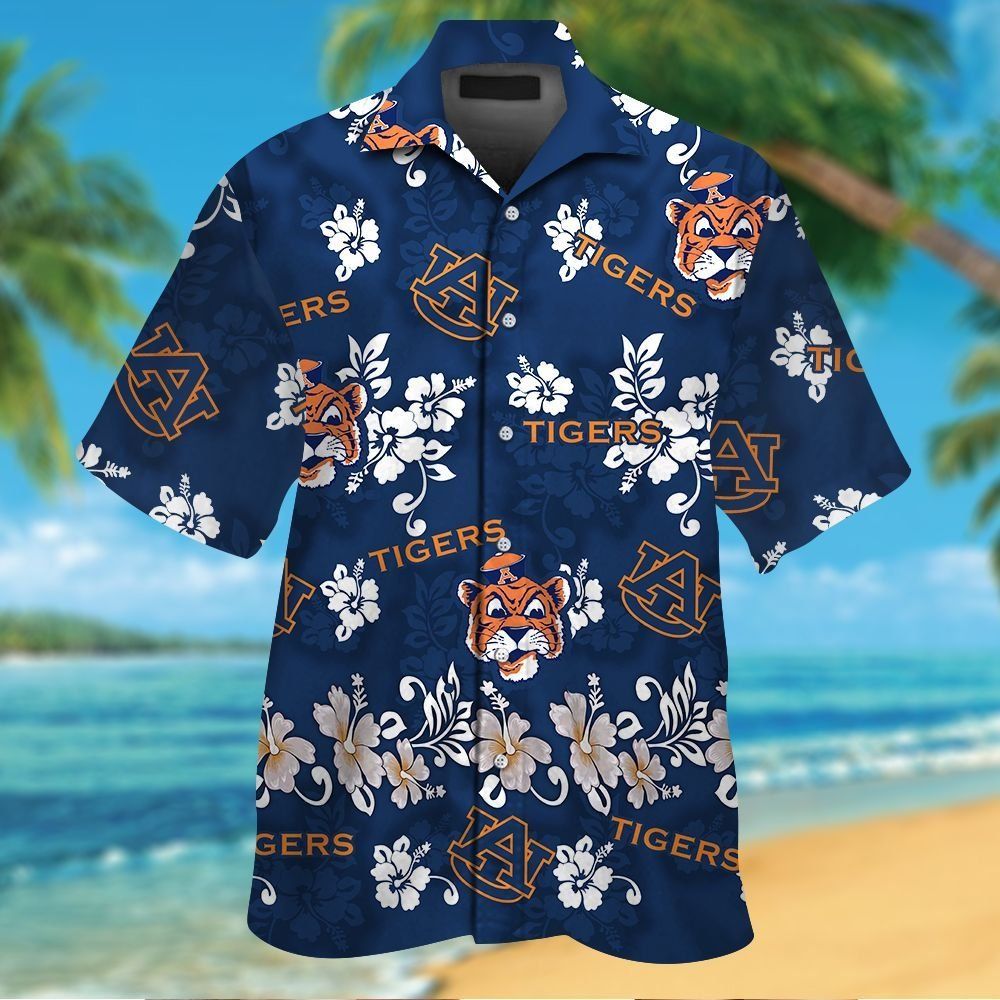 Hawaiian Auburn Tigers Tropical Shirt Short Sleeve Button Up