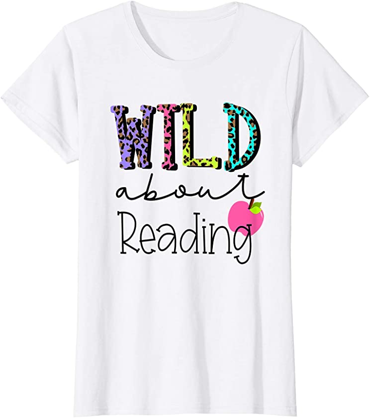 Wild About Reading Reading Teacher Book Lover Girls Leopard T-Shirt