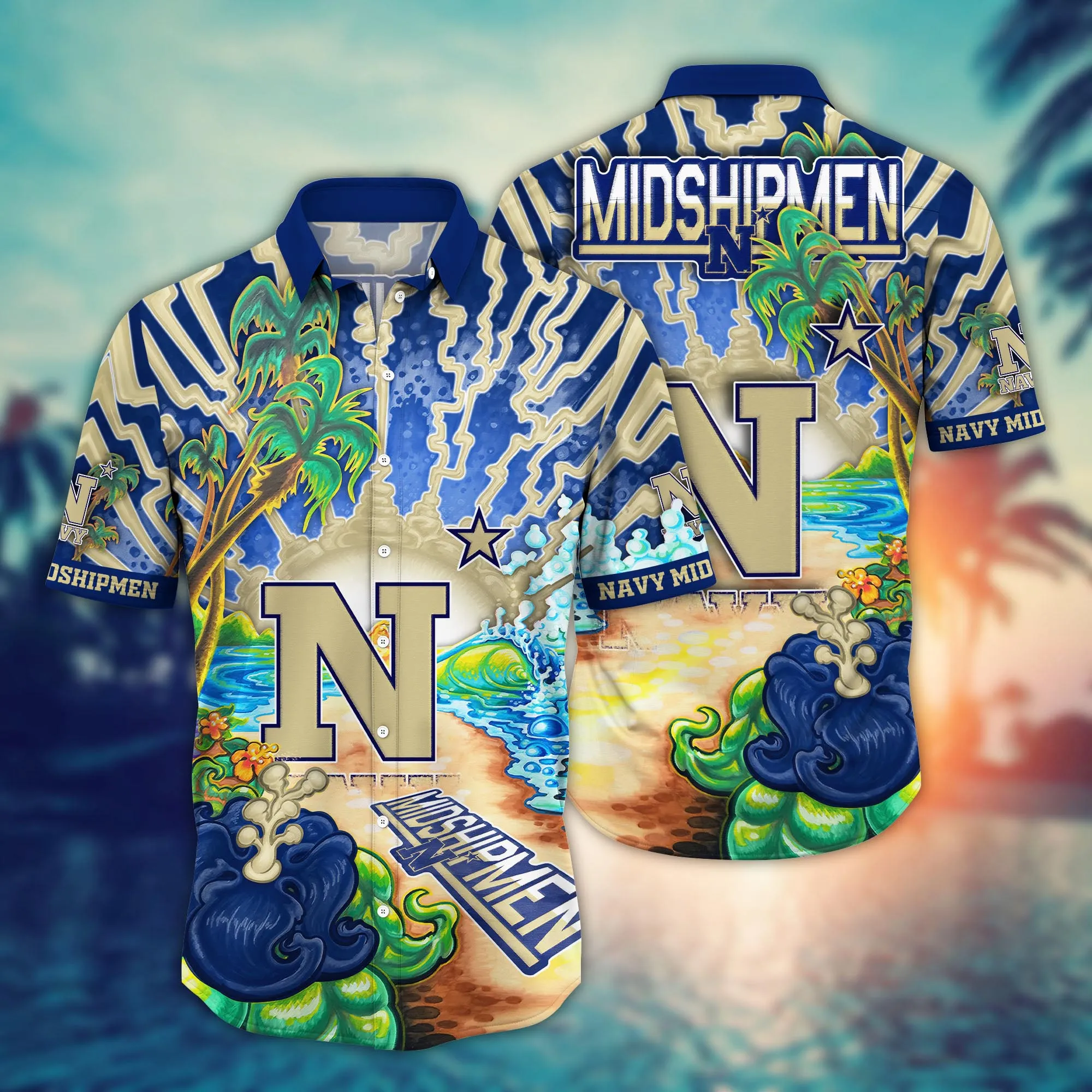 Navy Midshipmen NCCA Hawaiian Shirt Beach Daystime Aloha Shirt