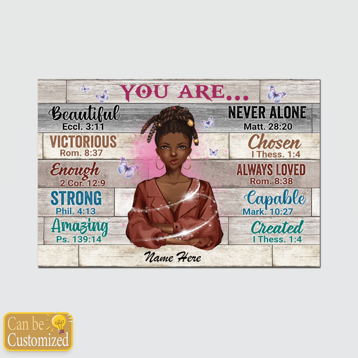 You Are Beautiful Black Girl Personalized Wall Decor Black Woman Girl Personalized Canvas Poster Custom Name Custom Clipart