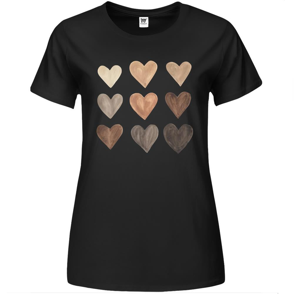 Melanin Heart Black History Pride Valentines Day Premium Womens T Shirts