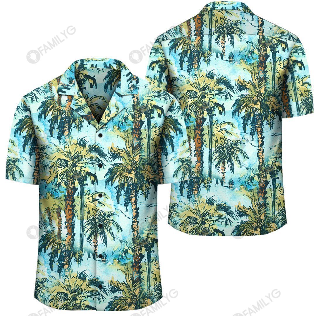 Tropical Palm Trees Blue Hawaiian Shirt Summer Hawaiian For Men, Women, Couple