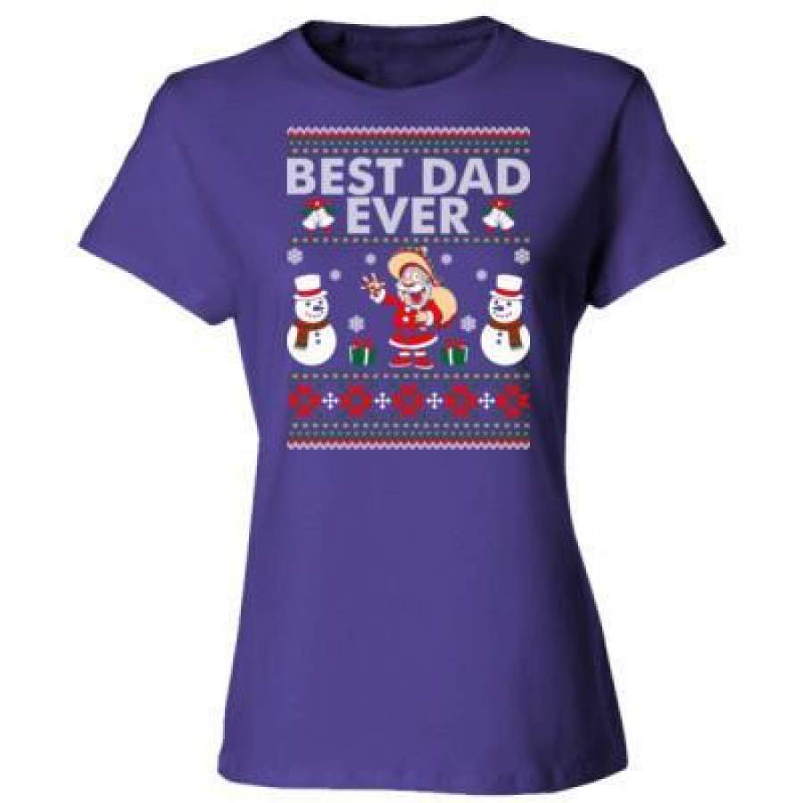 AGR Best Dad Ever Ugly Christmas Sweater – Ladies’ Cotton T-Shirt