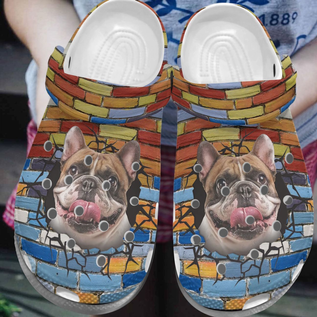 Bulldog Personalize Clog, Custom Name, Text, Fashion Style For Women, Men, Kid, Print 3D Break Through The Wall