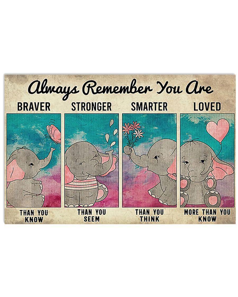 Cartoon Elephant Always Remember You Are Smarter Than You Think – Best Idea Gift , Gift For Home Decor, Gift For Family – Horizontal Canvas Matte Canvas Wall Artx