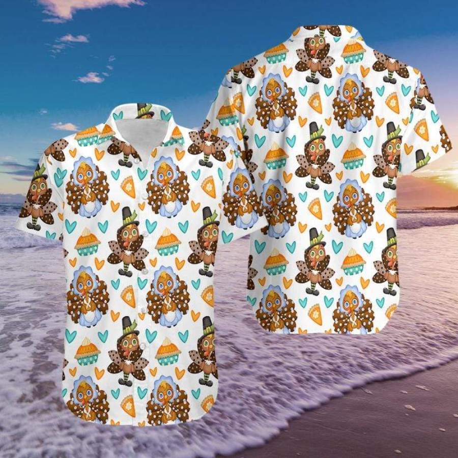 Hawaii Aloha Shirts Couple Heart Turkeys Thanksgiving Ha94958