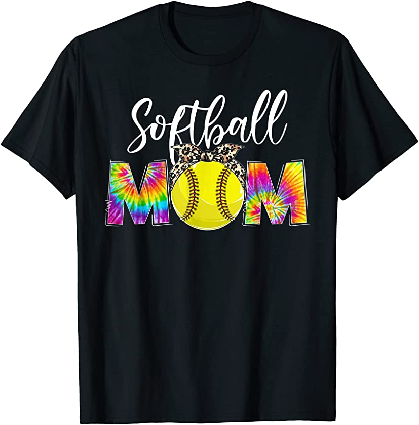 Softball Mom Leopard Tie Dye Softball Game Day Mothers Day T-Shirt