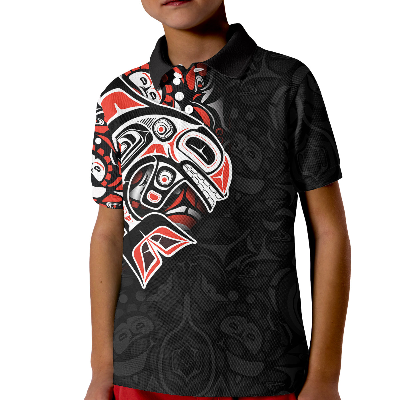 (Custom Personalised)Canada Haida Polo Shirt Kid Killer Whale Lt6