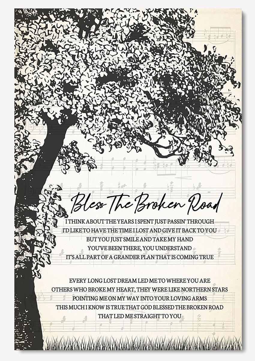 Bless The Broken Road Lyrics Dark Tree Wall Art For Rascal Flatts Fan Home Decor Poster