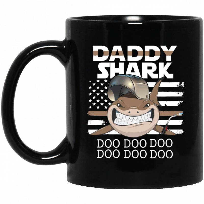 Welder Dad Shark Doo Doo Doo Black Mug Father Day Gift