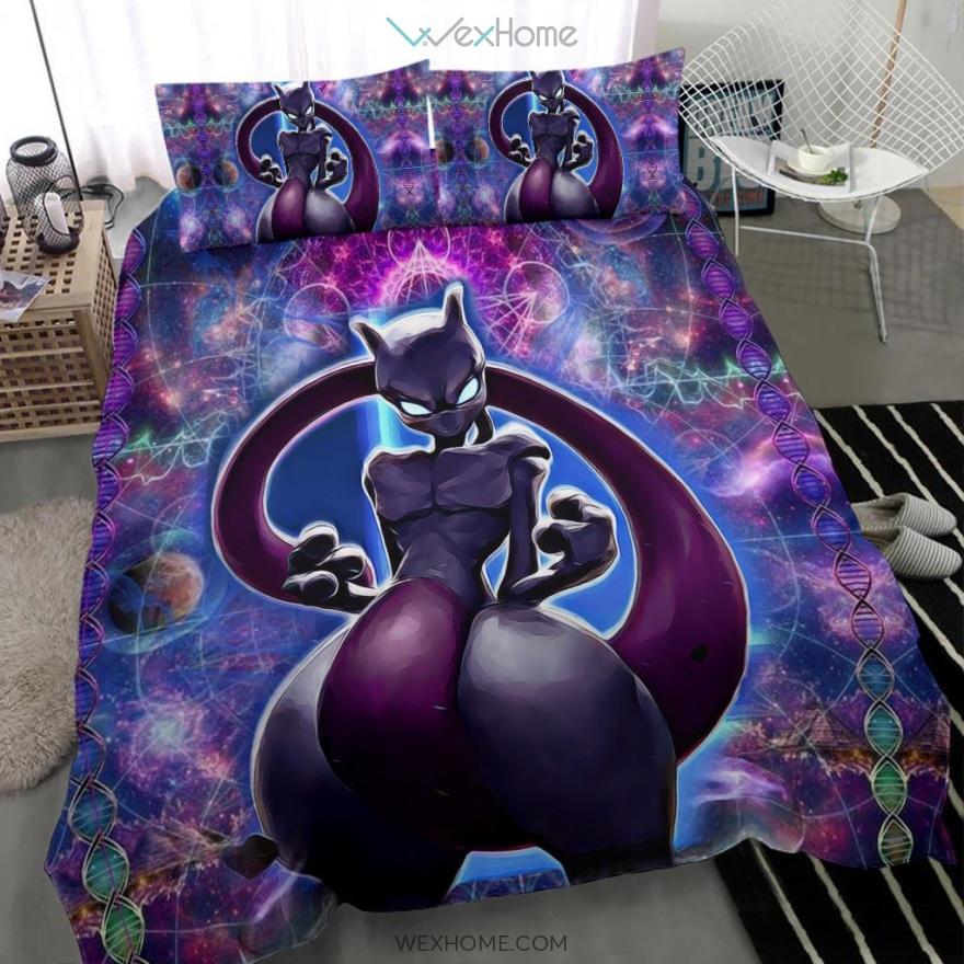 Duvet Covers and Pillow Case set - Mystic mewtwo bedding set -duvet cover and pillowcase set – unique design amazing gift