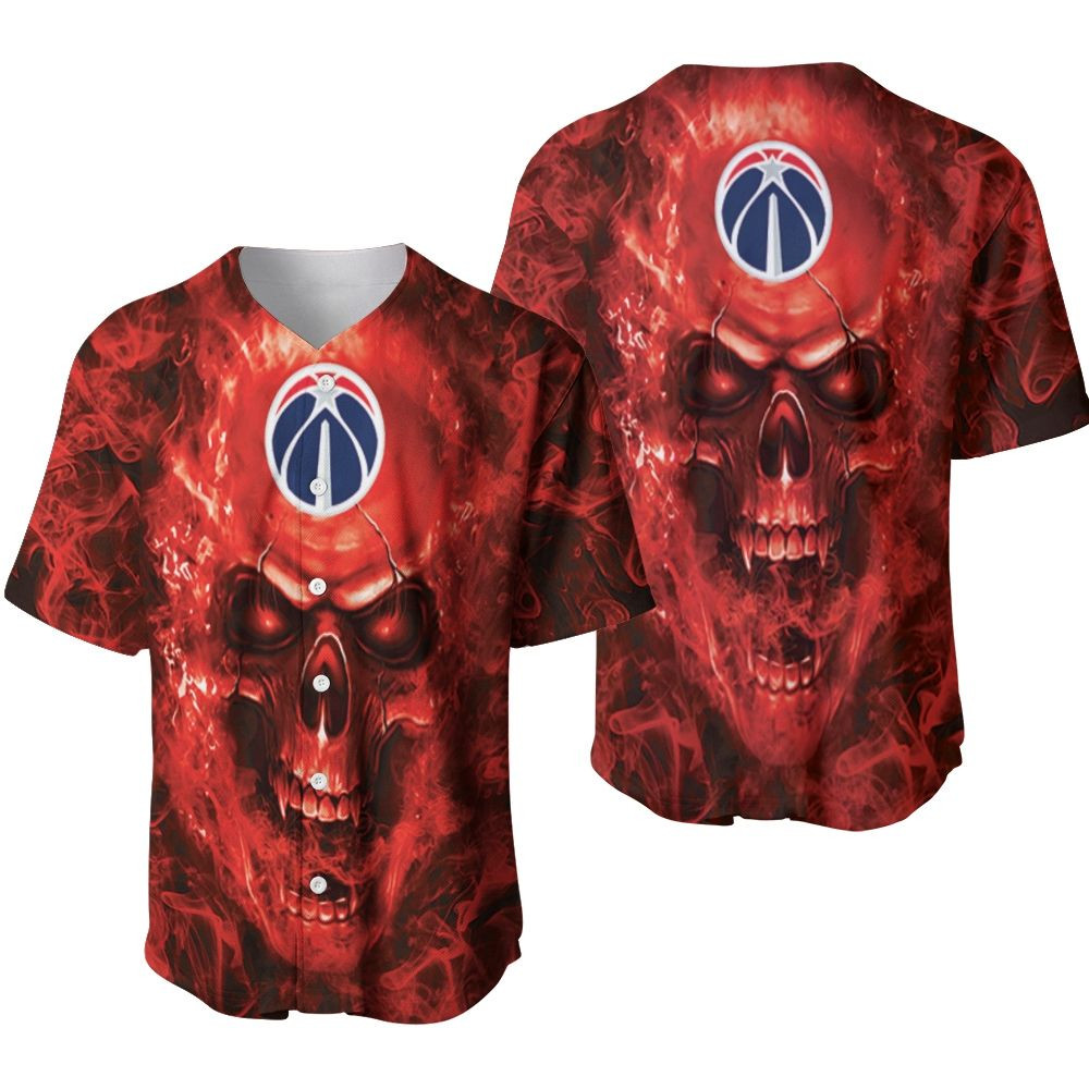 Washington Wizards NBA Fan Skull Baseball Jersey