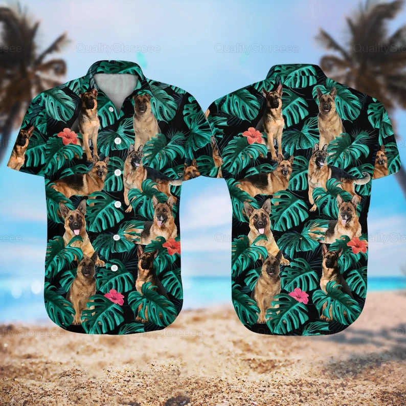 German Shepherd Hawaiian Beach Vacation Shirt Ha96326