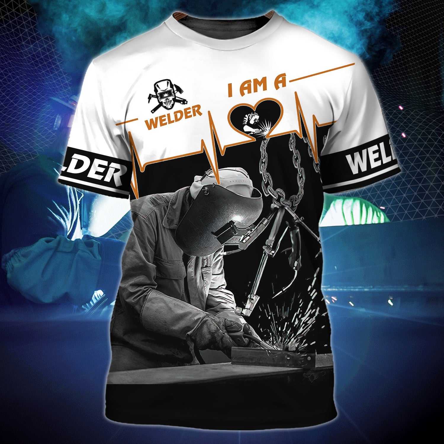 3D All Over Print I’M A Welder 3D T-Shirt, Heart Beat Welder Shirt, Welder Gift