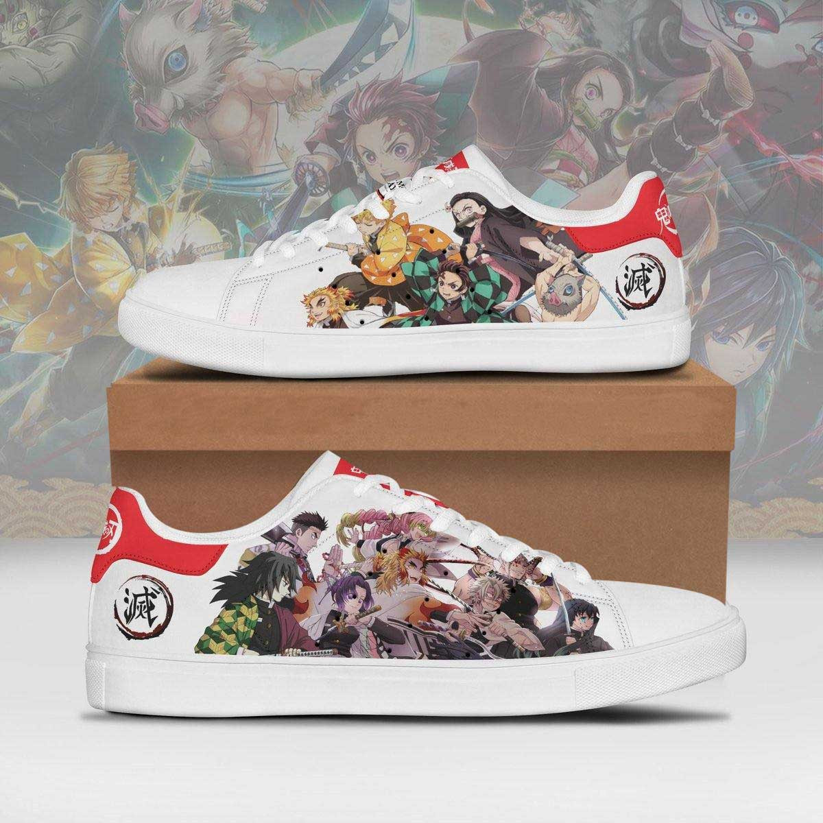 Demon Slayer Anime Christmas Gift For Fan Low Top Leather Skate Shoes Sneakers For Man And Women