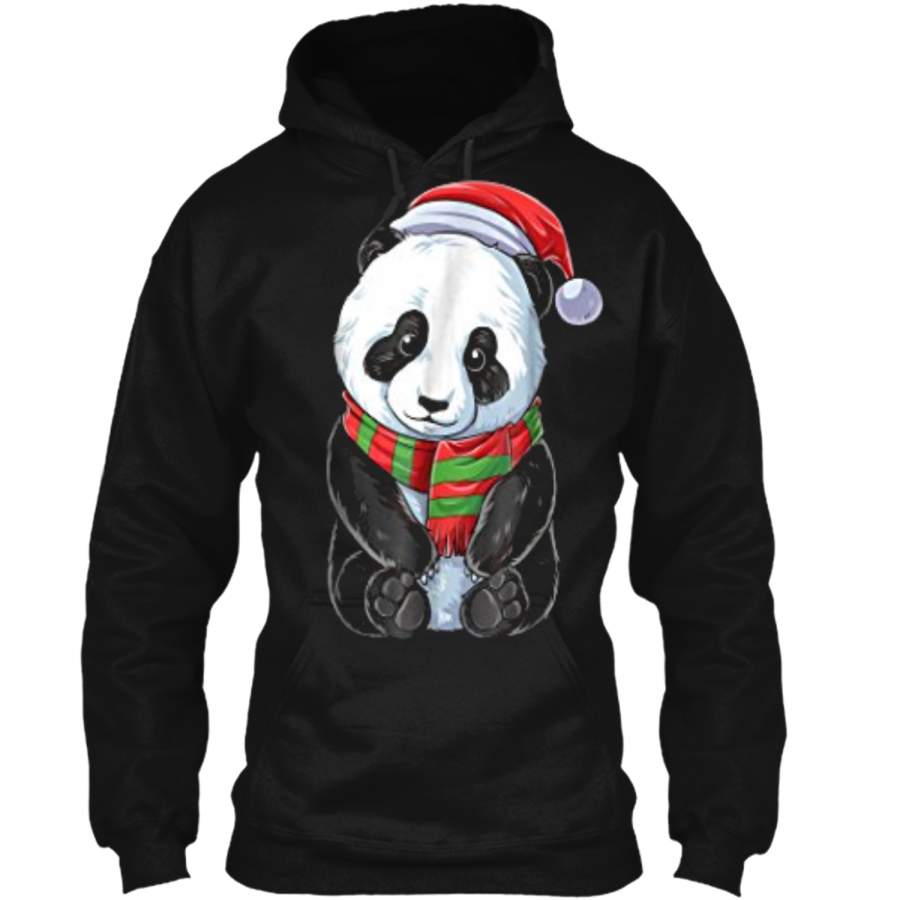 Panda Christmas Santa Kids Girls Boys Xmas Gifts Tee Pullover Hoodie 8 oz