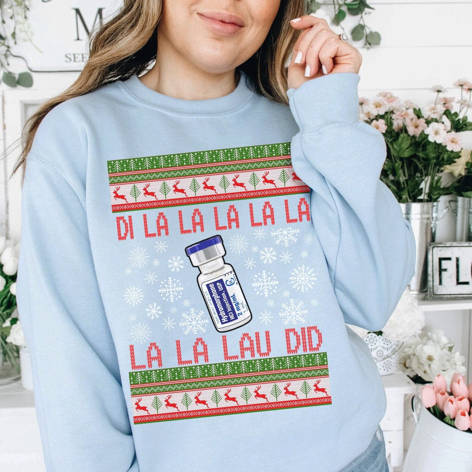 Pharmacist Nurse Ugly Christmas Sweater, Funny Xmas Sweatshirt for Er Ed Icu Med Surg Rn Pharmacy Tech, Holiday Party Group Thank you Gift