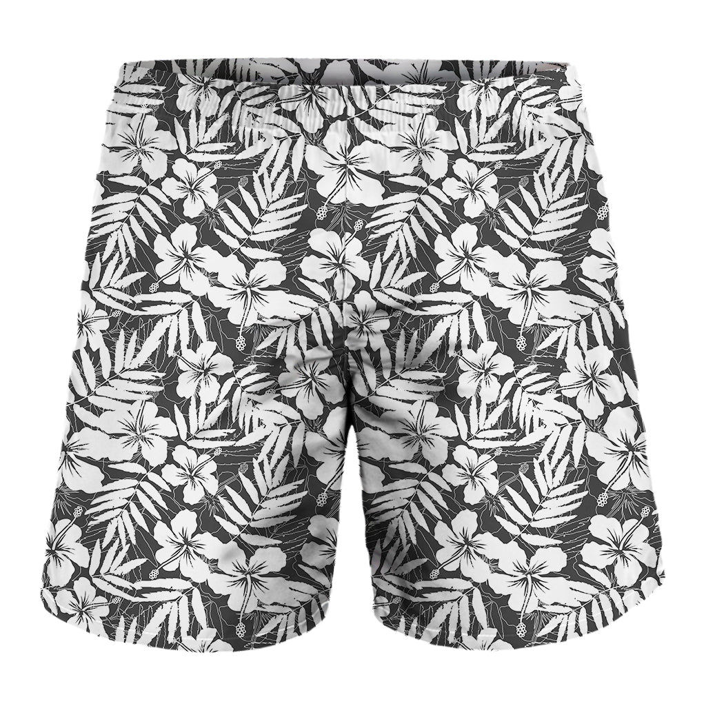 White And Grey Hawaii Pattern Print Shorts Ha80396