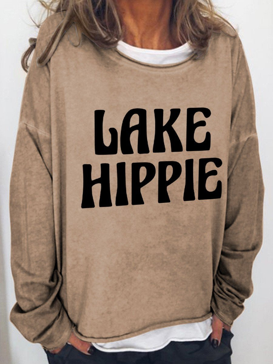 Women Lake Hippie Funny Long Sleeve Top