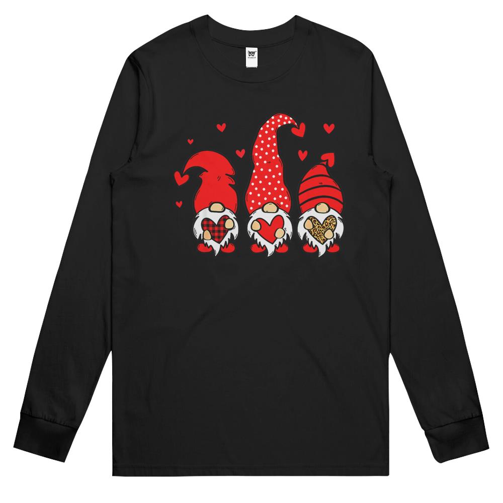 Valentine Gnomes Holding Heart Leopard Happy Valentine’S Day Long Sleeve T Shirts