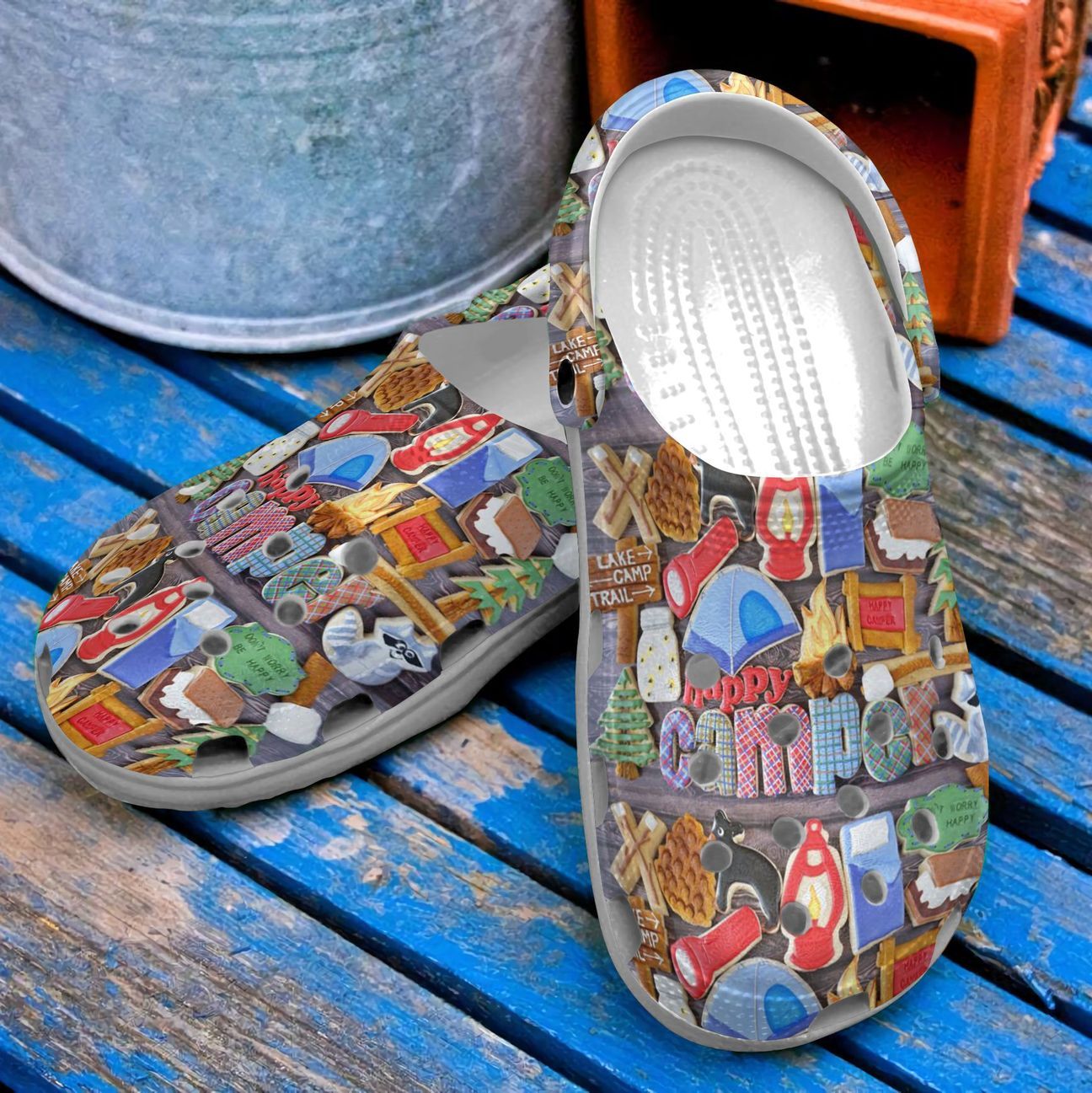 Camping Personalized Clog, Custom Name, Text, Color, Number Fashion Style For Women, Men, Kid, Print 3D Camper Felice