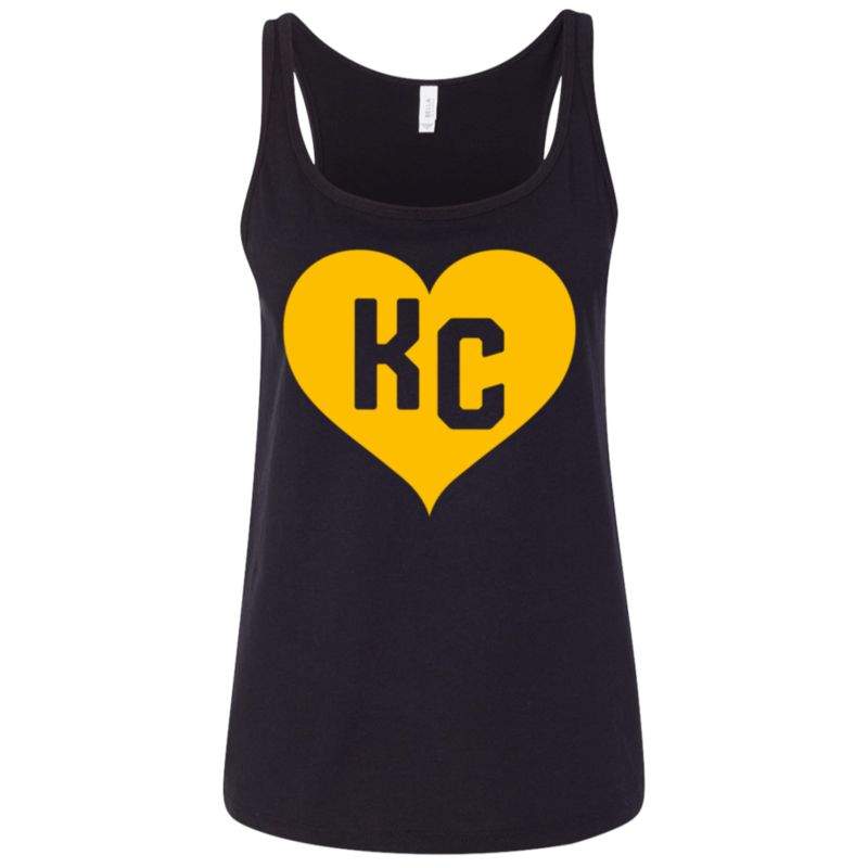 Womens Cute I Love Kansas City Heart Kc Football Shirt 6488 Bella + Canvas Ladies’ Relaxed Jersey Tank