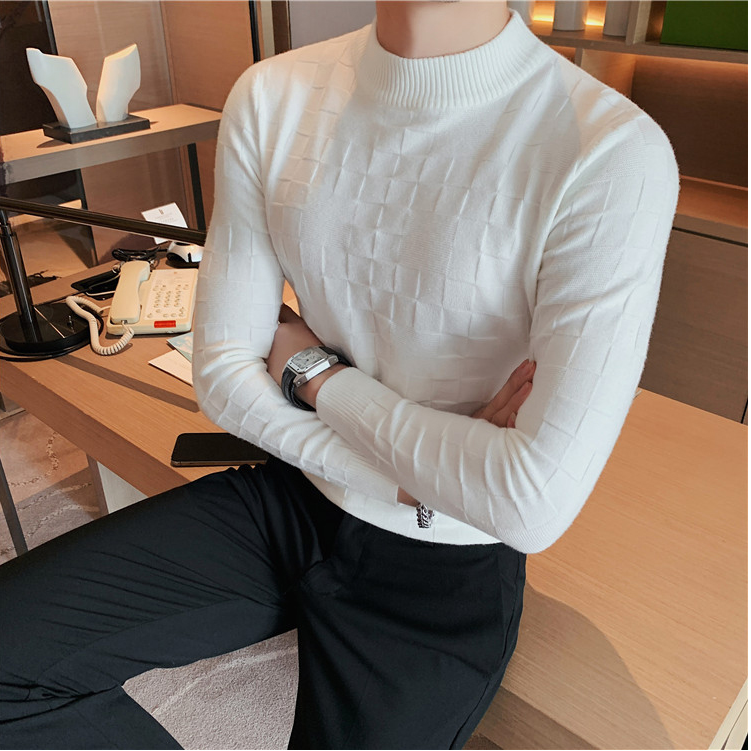 2022 Autumn Winter Turtleneck Fashion Simple Slim Sweater Men Clothing High Collar Casual Pullovers Knit Shirt Plus Size S-3XL alx