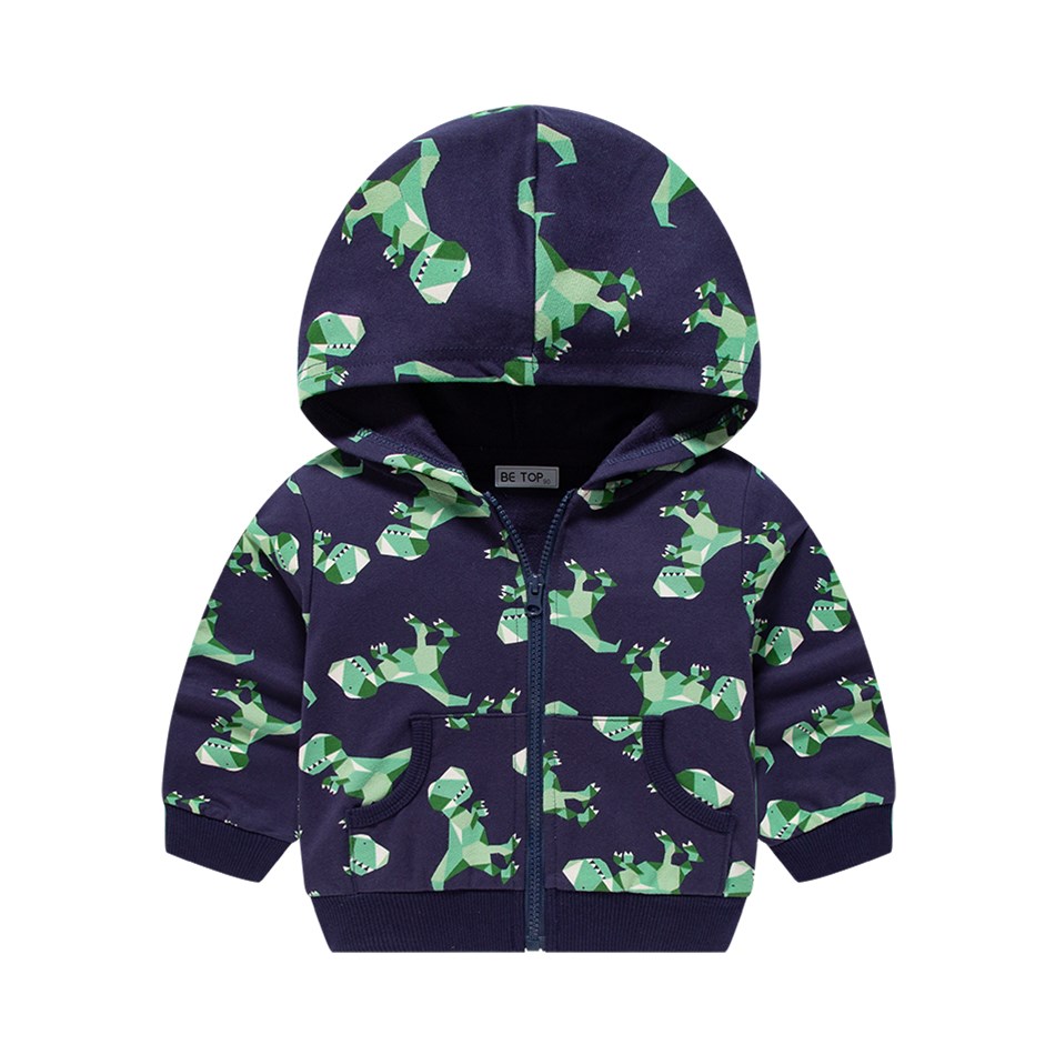 Children Dinosaur Hoodies 3D Cartoon Zip Up Sweatshirt Jacket for Boys with Pocket Kids Spring Autumn Hooded Clothes 2-8 Years alx