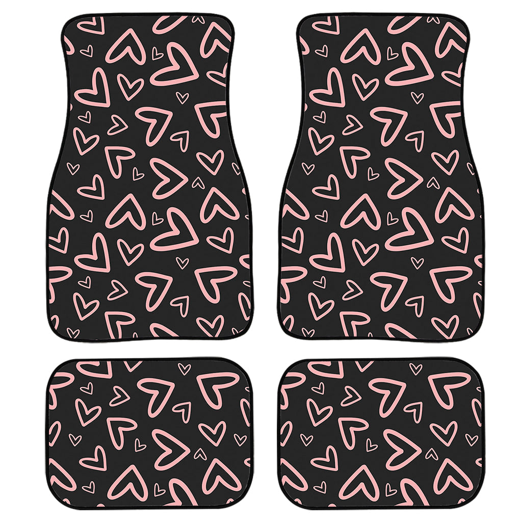 Cute Pink Heart Pattern Print Front And Back Car Floor Mats, Front Car Mat