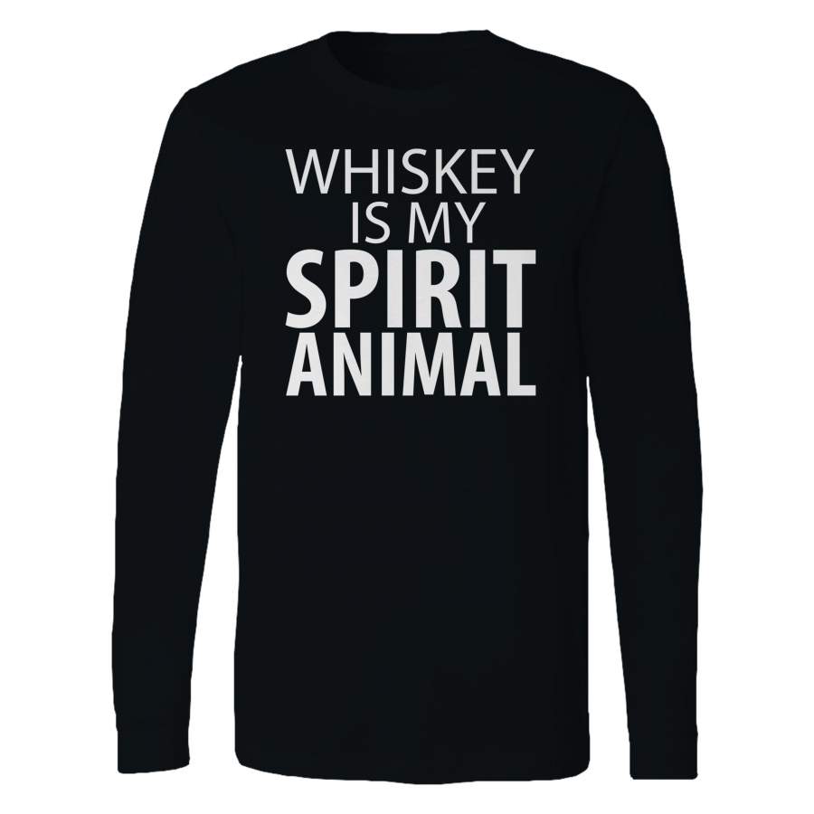 Whiskey Is My Spirit Animal Funny Long Sleeve T-Shirt Tee