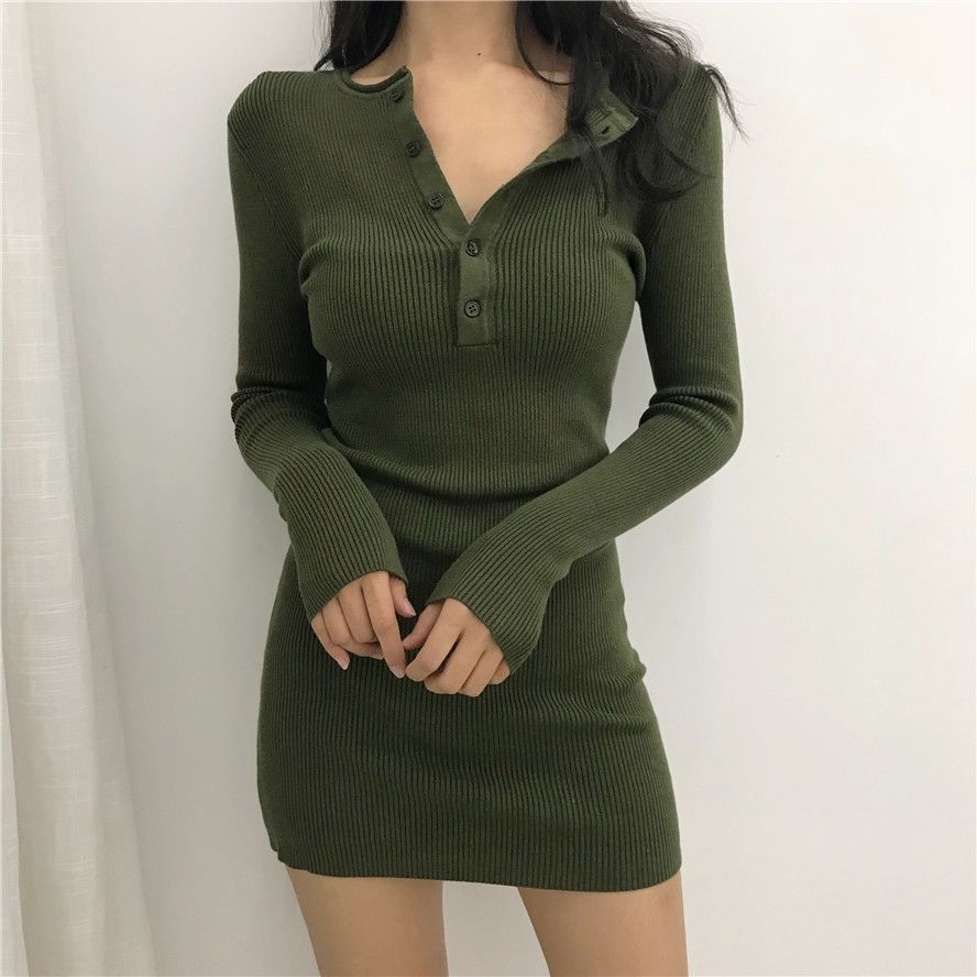 Black Sexy Female Knit Dress Winter Autumn Wrap Midi Green Bodycon 2022 Fashion Sweater Dresses Woman Vintage Korean Mini Short alx