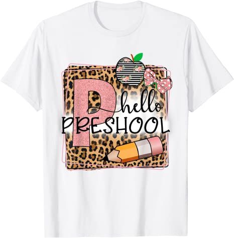 Back To School 2021 – Hello Preschool Leopard Print Back To School Shirt For Kids