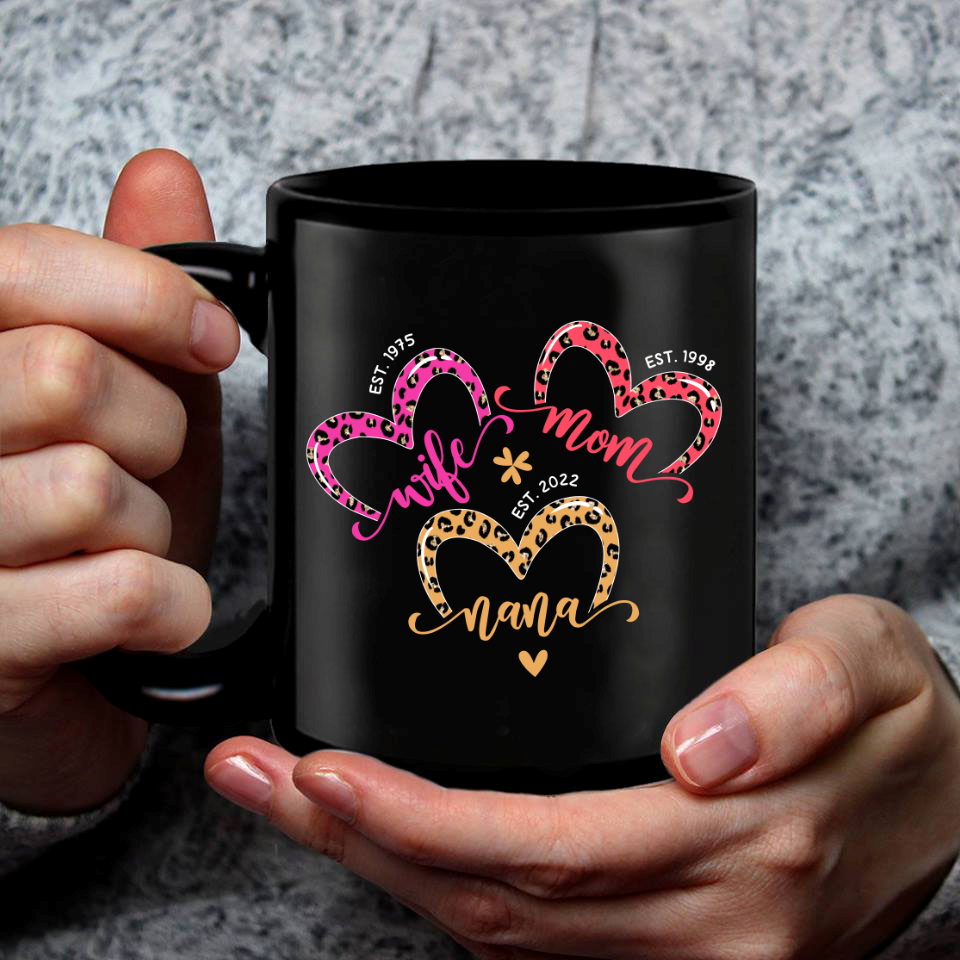 Personalized Wife Mom Nana Est Heart Leopard Mother’S Day Mug