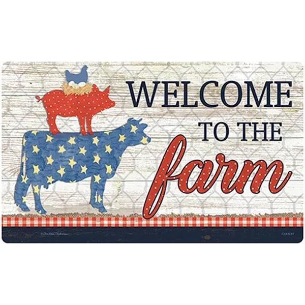 Welcom To The Farm Cow Pig And Chicken Animal Doormat Welcome Mat Farm Rug Farmer House Decor Housewarming Gift Gift For Famer Friend Family Gift For Farm Animal Lovers