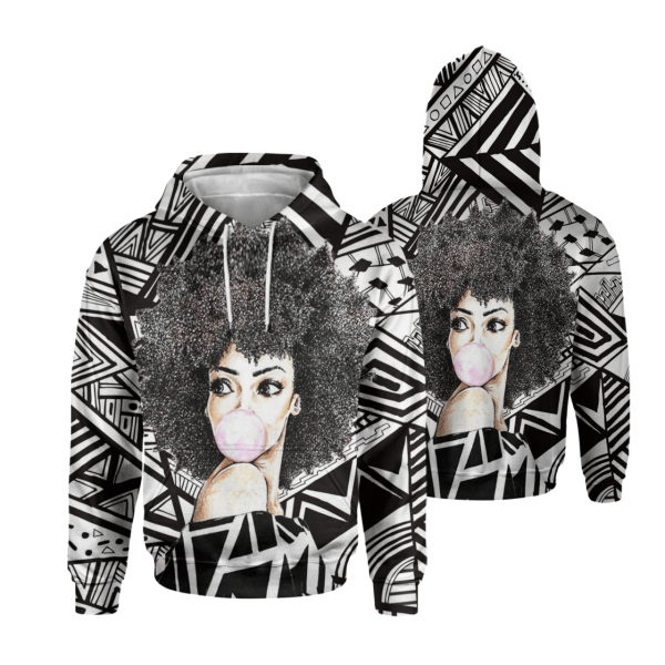 Melanin Poppin Bubble Art For Black Afro Woman All Over Print 3D Unisex Hoodie Us Size