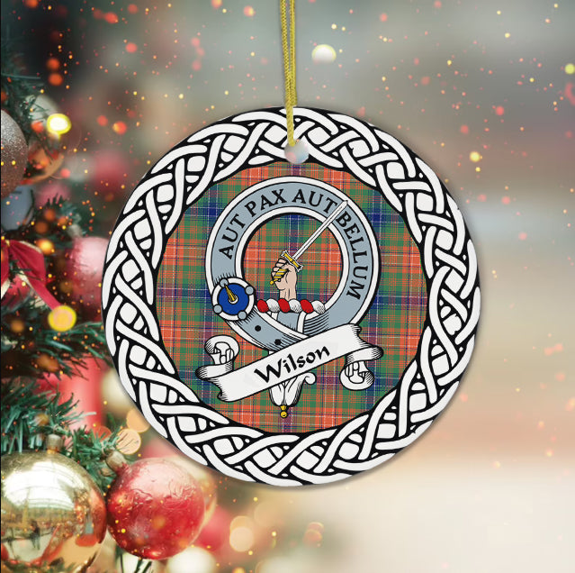 Wilson Scottish Clan Tartan Crest Badge Plaid Ornament Gift. Christmas Tree Ornament Tartan Ornament Great Christmas Ornaments Gift