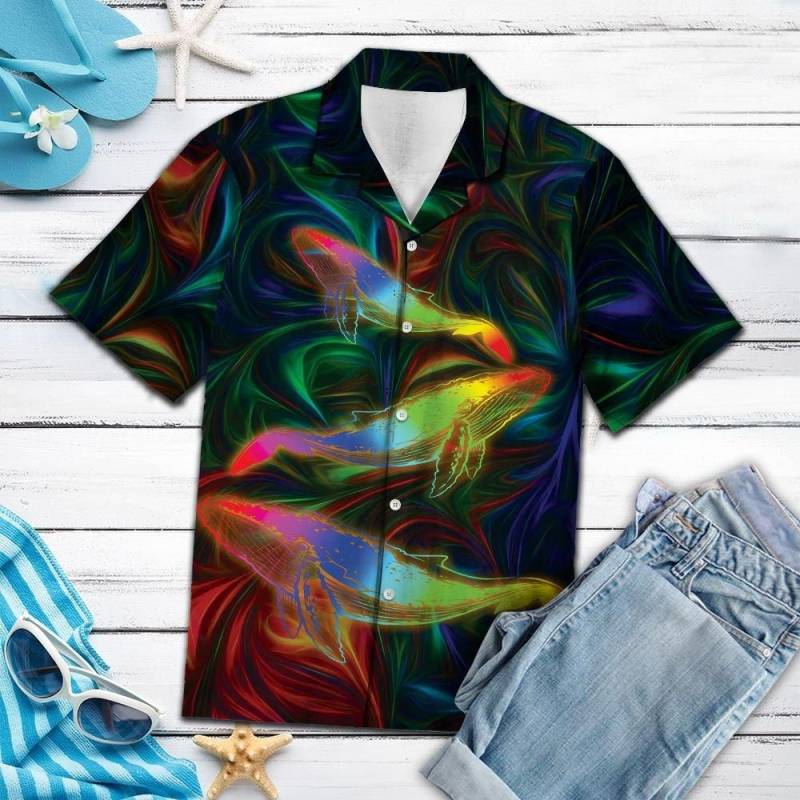 Artsyhomes [Hawaii Shirt] Lovely Whale G5709