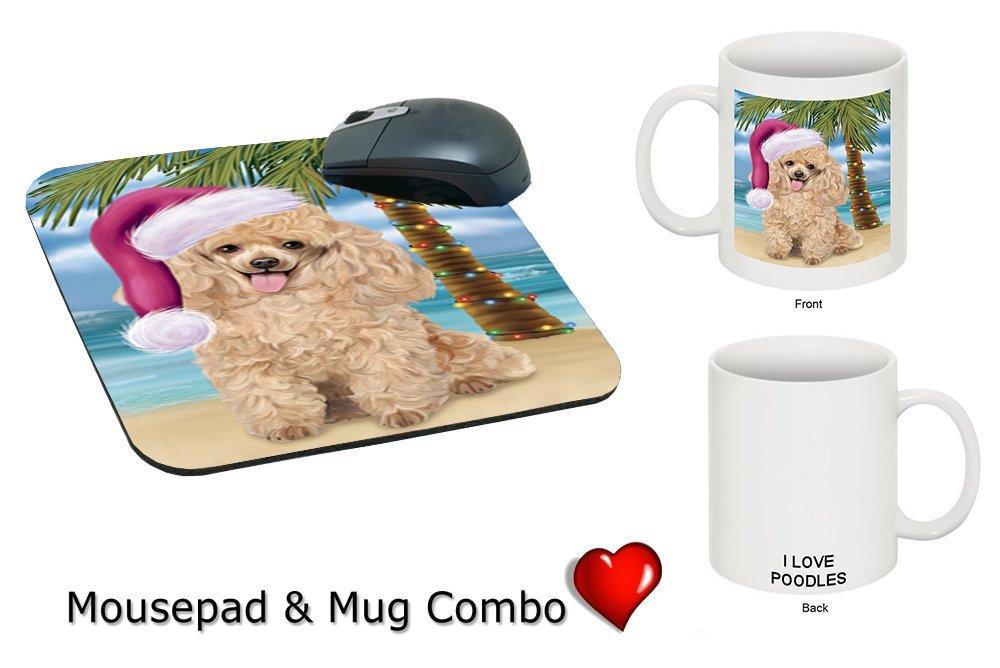 Summertime Poodle Puppy On Beach Christmas Mug & Mousepad Combo Gift Set Mmcg1129