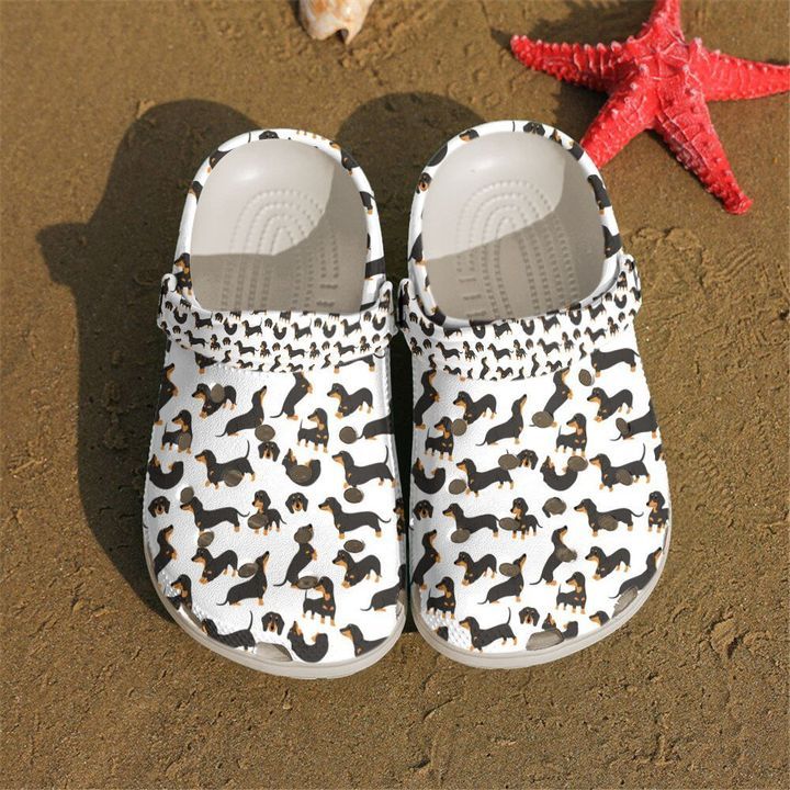 Dachshund Pattern Sku 736 Crocs Crocband Clog Comfortable For Mens Womens Classic Clog Water Shoes