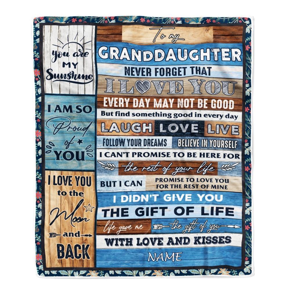 To My Granddaughter Fleece Blanket, Personalized Birthday Gift For Granddaughter From Grandma Wood Blanket