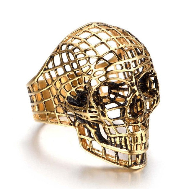 Vintage Hollow Stainless Steel Skull Ring