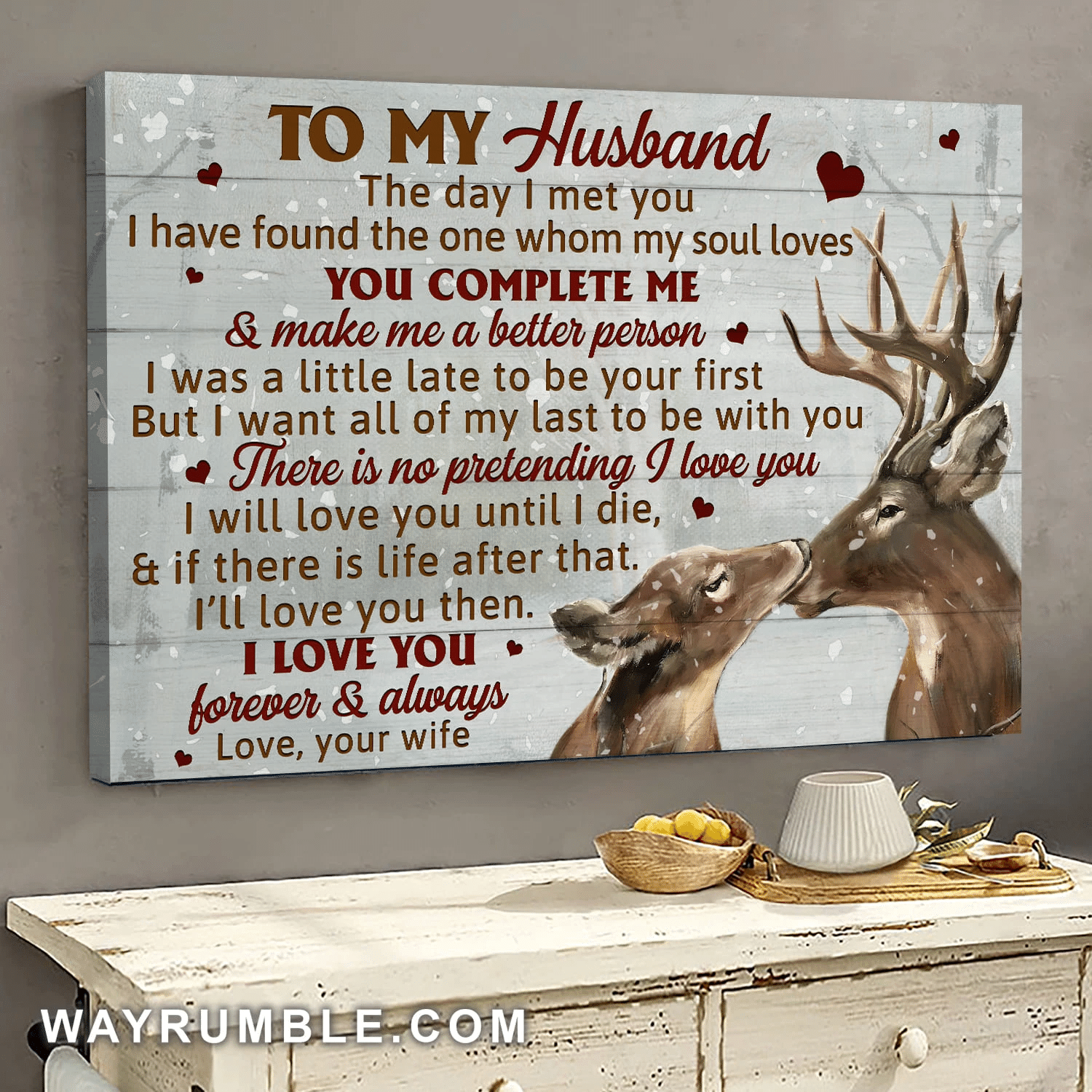 To My Husband – Deer Couple – There Is No Pretending I Love You – Couple Landscape Canvas Prints Wall Art Gift For Family, Wall Art Decor, Canvas Print, Home Decor