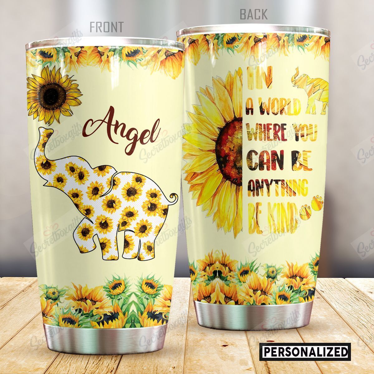 Personalized Elephant Be Kind Kl0810127Cl Stainless Steel Tumbler Travel Customize Name, Text, Number, Image