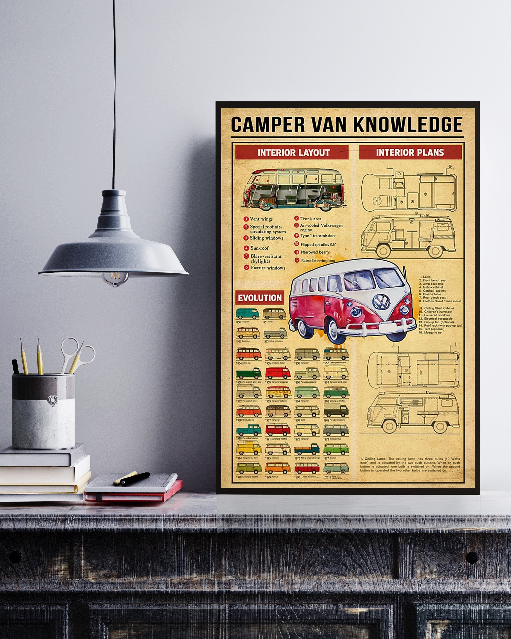 Camper Van Knowledge Vertical Poster No Frame