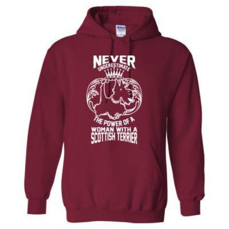 AGR Never Underestimate Power Of A Women With Scottish Terrier – Heavy Blend™ Hooded Sweatshirt