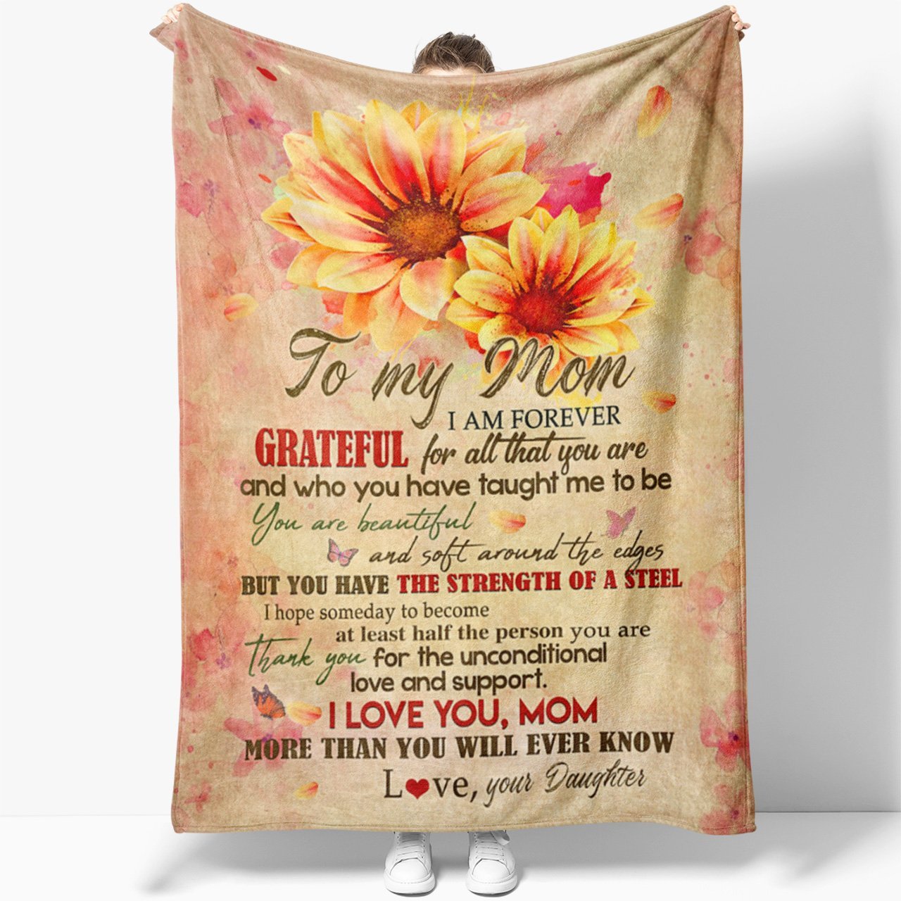 You Are Beautiful Fleece Blanket – Quilt Blanket, Meaningful Mother’S Day Gift, Mother’S Day Gift From Daughter To Mom, Home Decor Bedding Couch Sofa Soft And Comfy Cozy