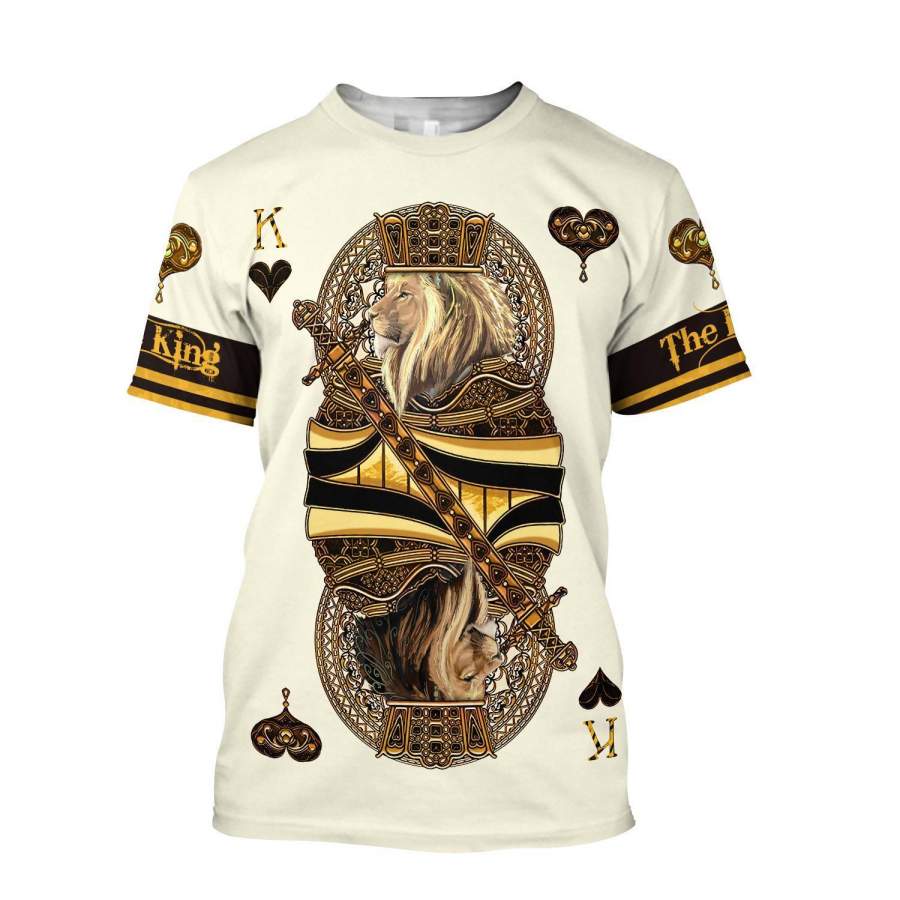 3D Yellow Alpha King Club Lion Poker T-shirt for Men and Women TP