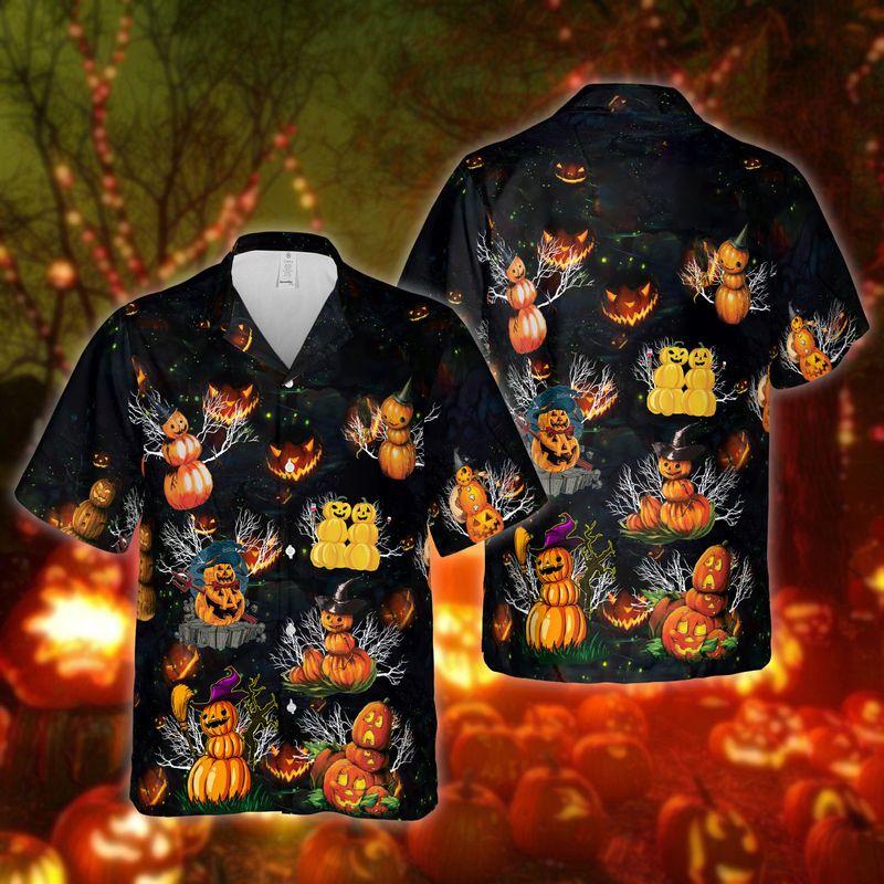 Funny Pumpkin Dark Halloween Aloha Hawaii Shirts Unisex Ha66692